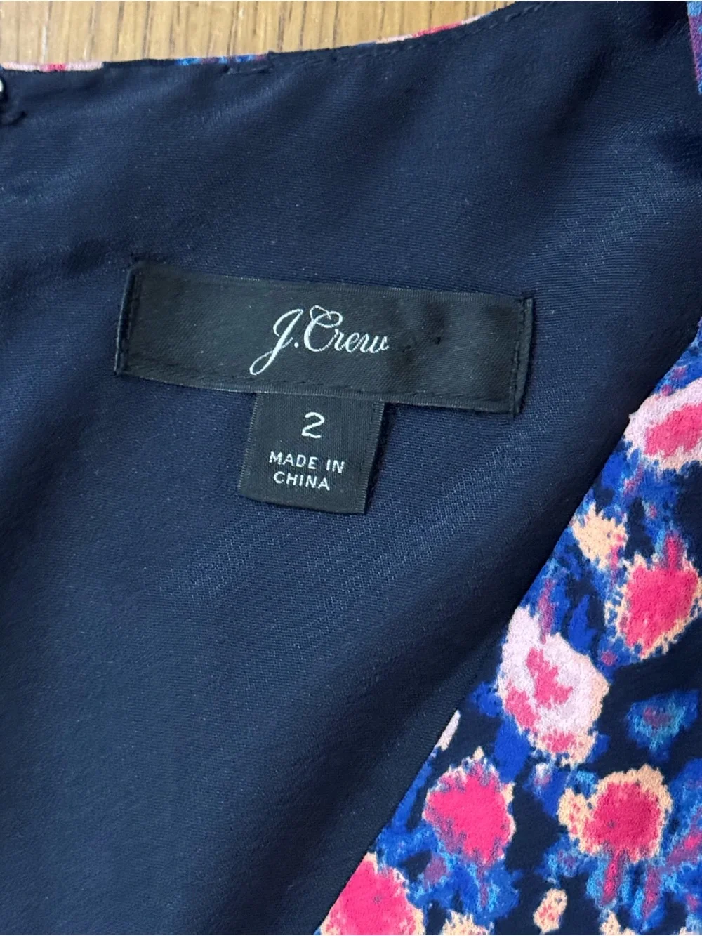 J. Crew Navy Floral Midi Dress with Pink and White Blossoms
